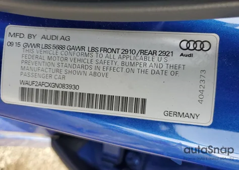 2016 Audi S6 Premium Plus z USA, uszkodzony, nr VIN WAUF2AFCXGN083930